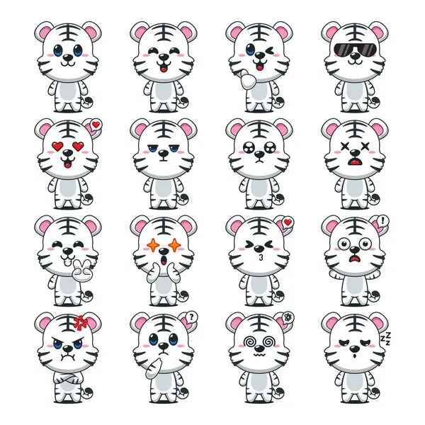 Beyaz kaplan çizgi film karakteri çizimleri..