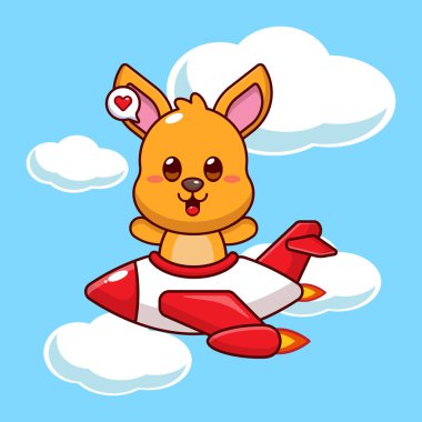 Şirin kanguru maskotu çizgi film karakteri çizimi.