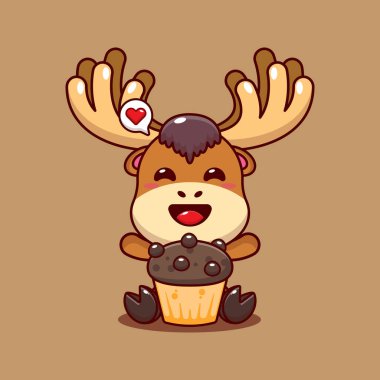 Fincanlı tatlı geyik, vektör çizimi.