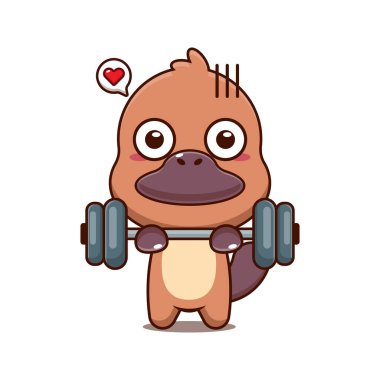 Sevimli ornitorenk halter kaldırma vektör çizimi