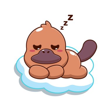 Tatlı ornitorenk uykusu çizgi film vektör çizimi