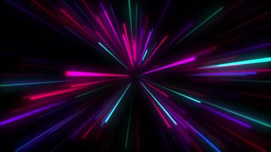 Abstract colorful background with bright neon rays and glowing lines, seamless loop animation.