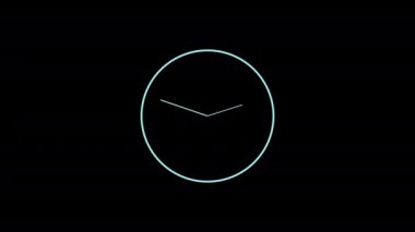 2d animated clock. 2d clock isolate on Black