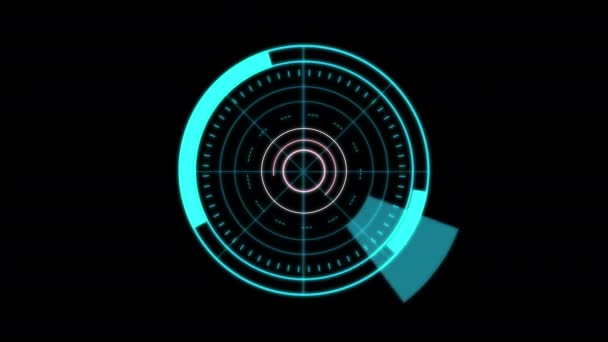 Futuristic Modern Circle Interface Hud Animation Isolated Black Background — Vídeo de stock