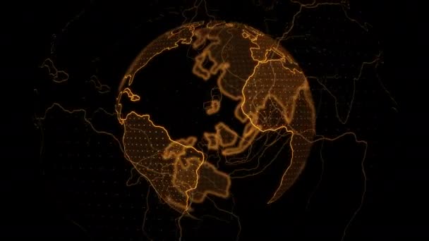 Dijital Dünya Küresi Dönüyor Canlandırılmış Fütüristik Dünya Dönüş Teknolojisi Arka — Stok video