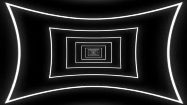 Beyaz renkli parlak ışık tünelinin soyut, dipsiz döngülü animasyonu.