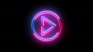 Siyah arkaplanda izole edilmiş parlak mavi ve pembe oyun simgesi canlandırması.