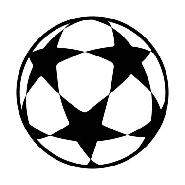 Futbol topu ya da futbol düz vektör simgesi yıldızlı basit siyah biçim