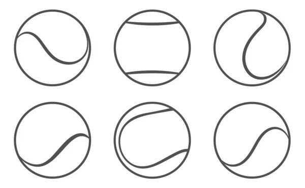 Теннисный Мяч Черный Иконка Набор Векторной Графики Иллюстрации Изолированы Спорт — стоковый вектор