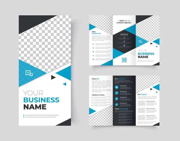 Business Trifold Brochure Corporate Company Fold Leaflet Layout Design — Stock Vector