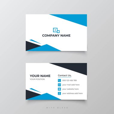 Modern Simple Blue Business Card Template Design clipart