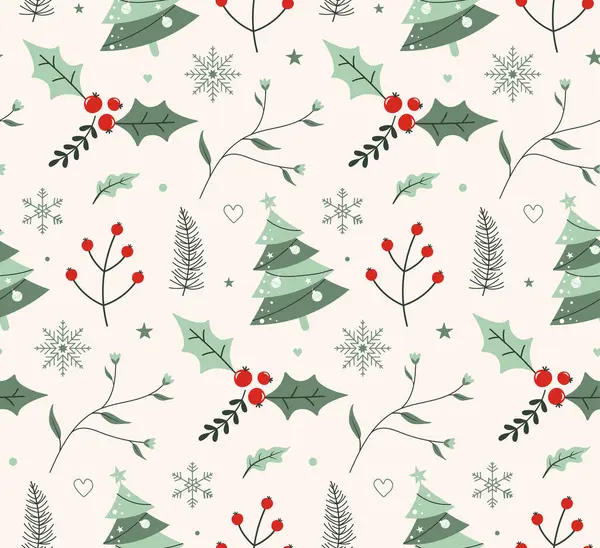 无缝隙圣诞树圣诞图案 圣诞包装纸概念 免版税图库插图