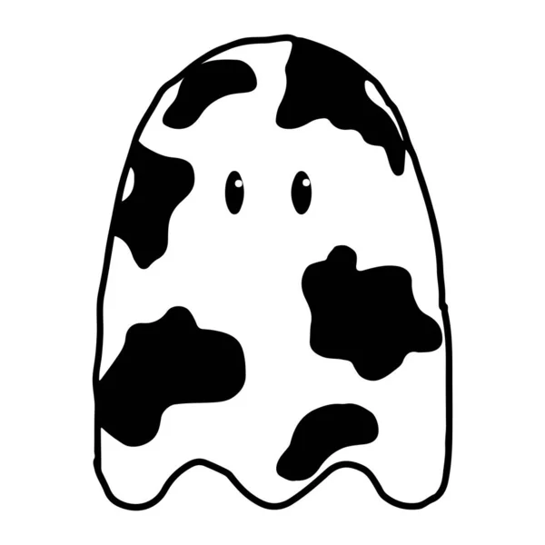 Una Vaca Monstruosa Asusta Todos Para Fiesta Halloween Postales Tarjetas — Vector de stock
