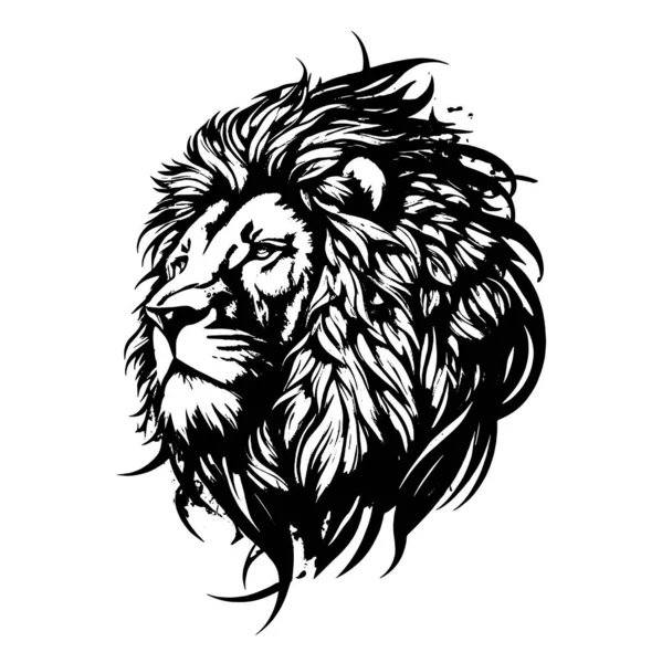 Illustration Lion Noir Blanc — Image vectorielle