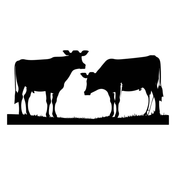 Kuh Tier Kühe Silhouettenvektor — Stockvektor
