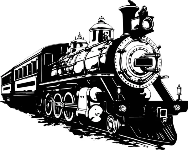 Винтажный Паровоз Древний Поезд Транспортный Вектор — стоковый вектор