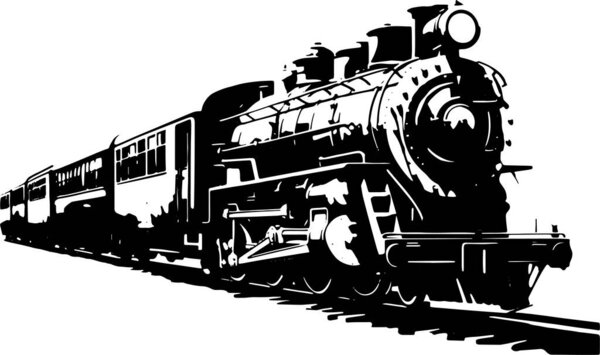 Vintage steam locomotive ancient train, transport Vector