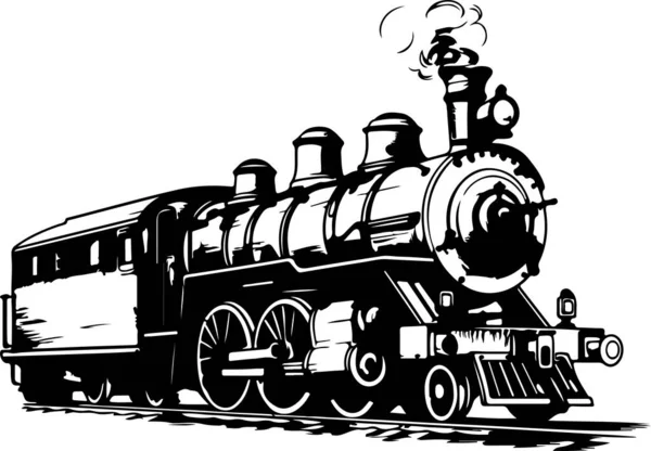Vintage Steam Locomotive Ancient Train Transport Vector — Stock Vector