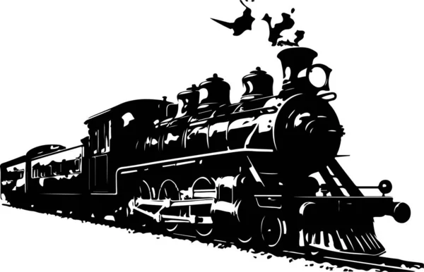 Vintage Steam Locomotive Ancient Train Transport Vector — Stock Vector