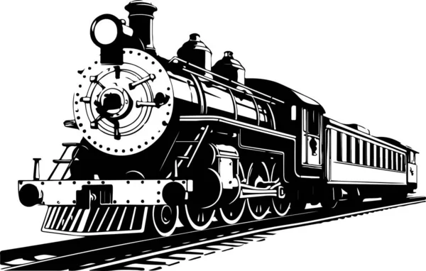 Locomotora Vapor Vintage Tren Antiguo Transporte Vector — Vector de stock