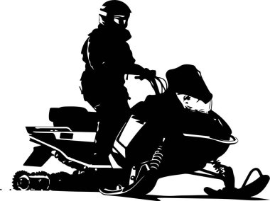 Kar motosikletli kız vektör illüstrasyonunun silüeti