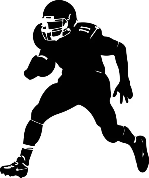 Solid Black Silhouette American Football Player — Stock Vector