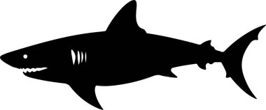 Köpekbalığı katıksız siyah siluet vektör resimleme.
