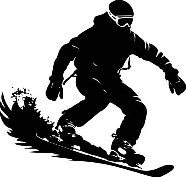 snowboard siluet vektör çizimi