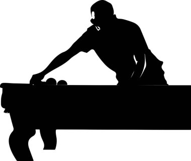 Bilardo oynayan insanların vektör illüstrasyon silueti