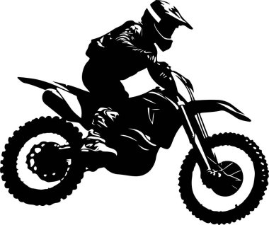 Motokros silueti vektör illüstrasyon silueti motosiklet vektör çizimleri üzerinde motokros sürücüsü