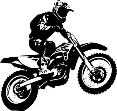 Motokros silueti vektör illüstrasyon silueti motosiklet vektör çizimleri üzerinde motokros sürücüsü