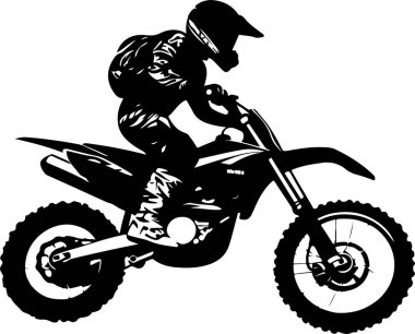 Motokros silueti vektör illüstrasyon silueti motosiklet vektör çizimleri üzerinde motokros sürücüsü