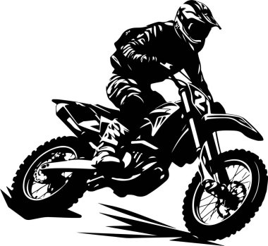 Motokros silueti vektör illüstrasyon silueti motosiklet vektör çizimleri üzerinde motokros sürücüsü