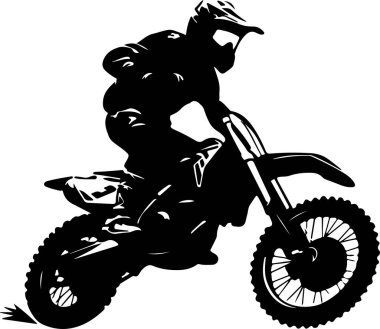 Motokros silueti vektör illüstrasyon silueti motosiklet vektör çizimleri üzerinde motokros sürücüsü