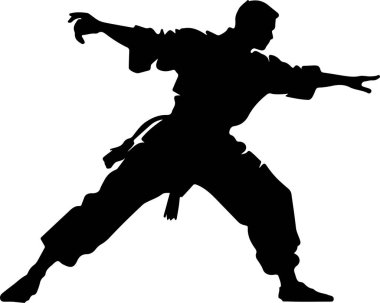 wushu oynatıcı siluet vektörü