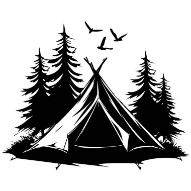 kamp çadırı siluet vektör sanatı