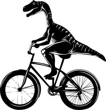 Bisiklet siluetinde dinozor sanatı