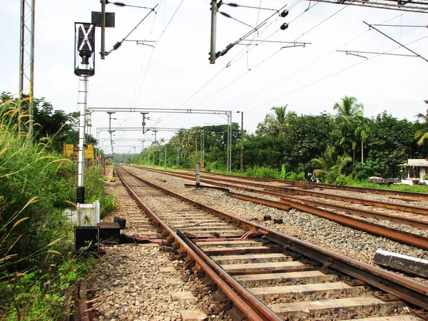 stock image A live railway track in India.