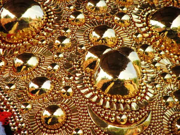 Stock image Closeup of golden caparison, the decoration of the elephants participating in the temple festivals in South India.