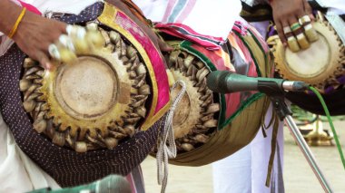 Closeup of maddalam, a South Indian traditional musical instrument clipart