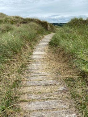 Wooden path slats at beach 