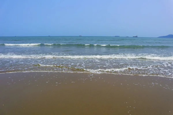 Красивый Пляж Тропическое Море Крупный План Фотографии Мягким Фокусом — стоковое фото