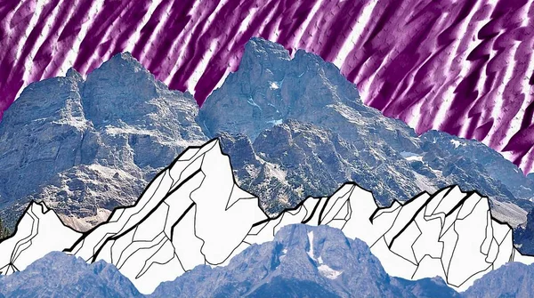 Abstract Teton Mountains Mural — Stock Photo, Image