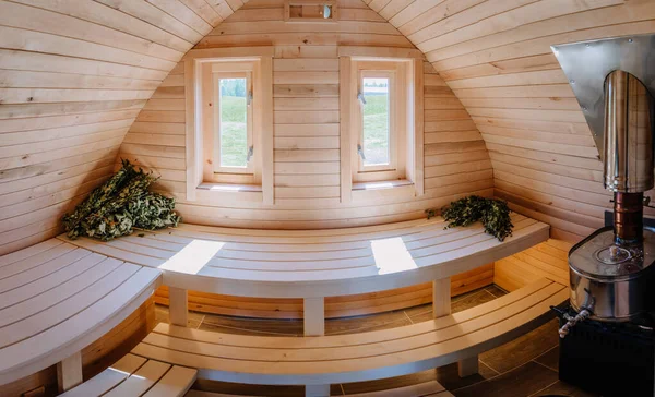 Sauna Iglu Madeira Interior — Fotografia de Stock