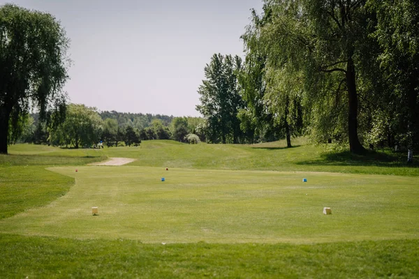 Golfbana Landskap Från Rutan Tee — Stockfoto