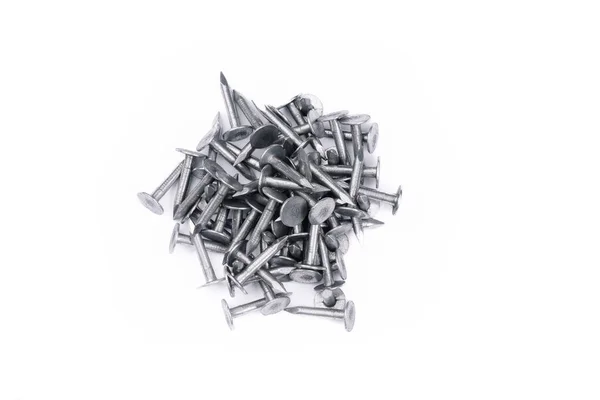 Pile Metal Nails White Background — Stock Photo, Image