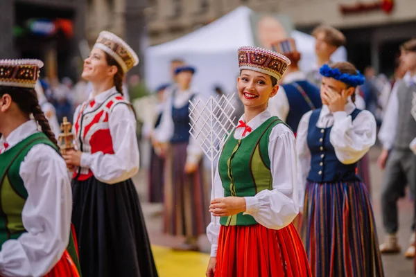 stock image  27 National Song and Dance Festival, festive opening parade in the capital city Riga