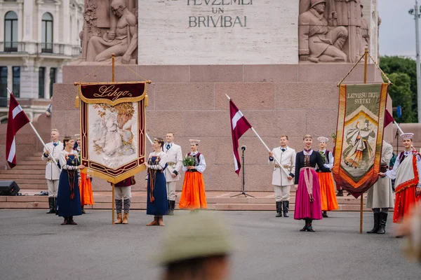 Nemzeti Ének Táncfesztivál Ünnepélyes Megnyitó Fővárosban Riga — Stock Fotó