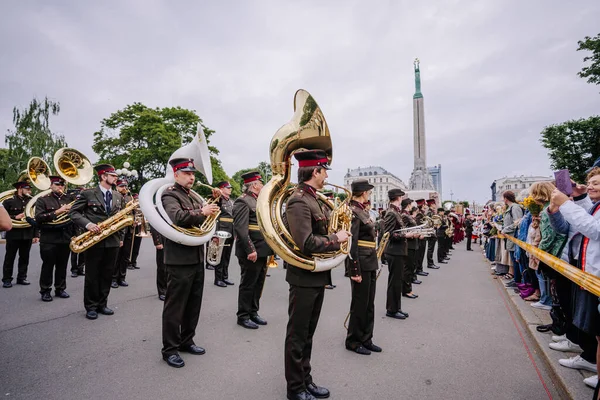 Festival Nacional Canción Danza Desfile Apertura Festiva Capital Riga —  Fotos de Stock