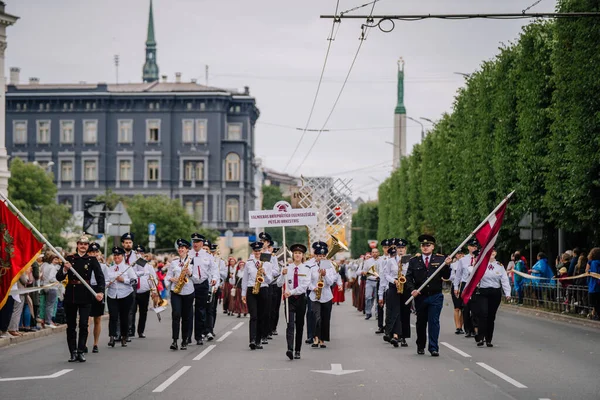 National Song Dance Festival Festlig Åbningsparade Hovedstaden Riga - Stock-foto
